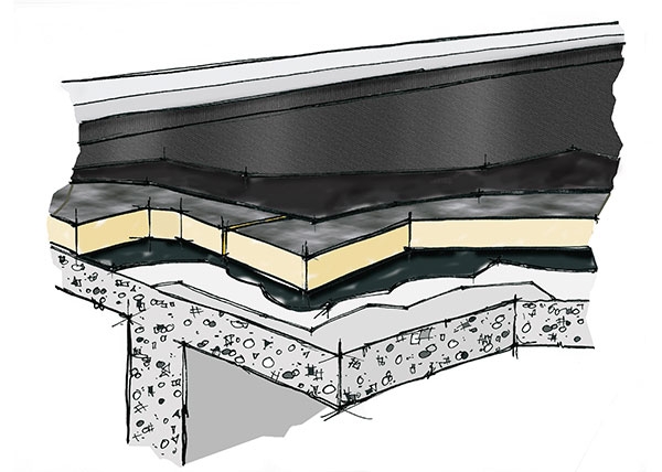 Isolamento termico di coperture piane sotto guaina bituminosa del ... Isolamento termico terrazzo calpestabile